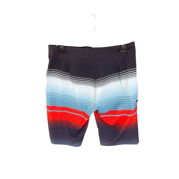 ONeill Hyperfreak Mens Boardshorts Blue Red Striped Size 28 Lightweight Quick-Dr - Picture 3 of 6